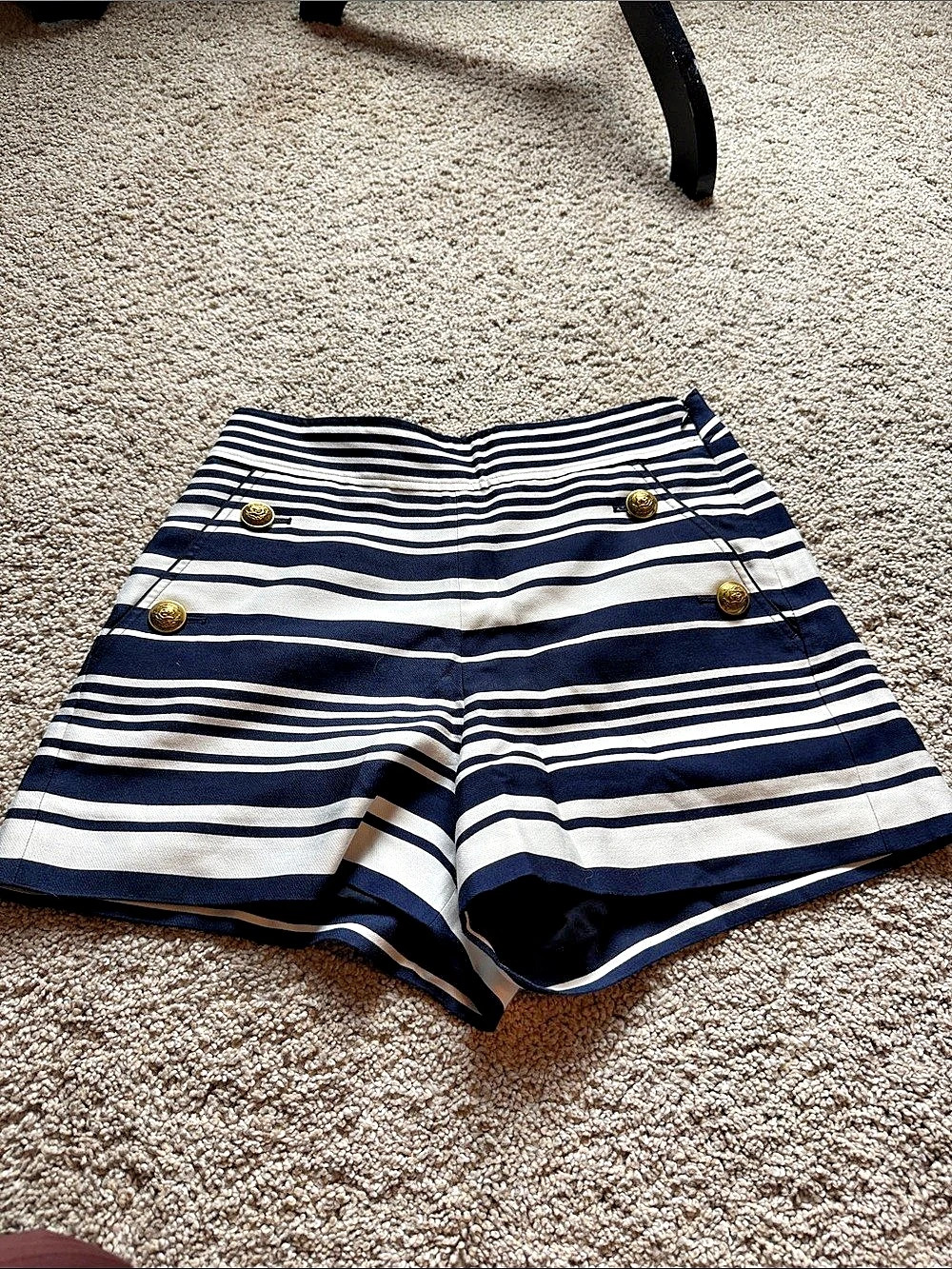J.CREW Striped High Waist Shorts in Blue & White Size 4